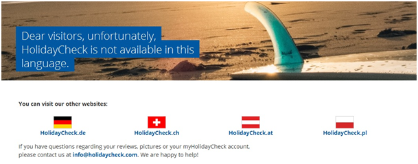 HolidayCheck information about non-availability