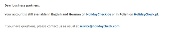HolidayCheck - Informace o podporovaných jazycích